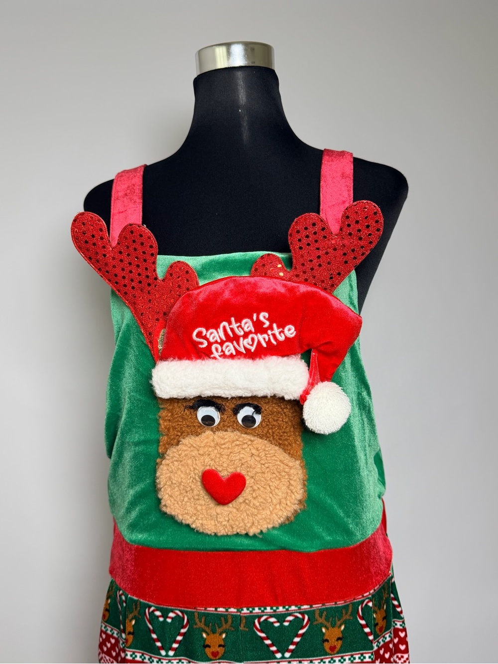 Santa’s Favorite Reindeer Christmas Jumpsuit Juniors L 11-13 Halloween